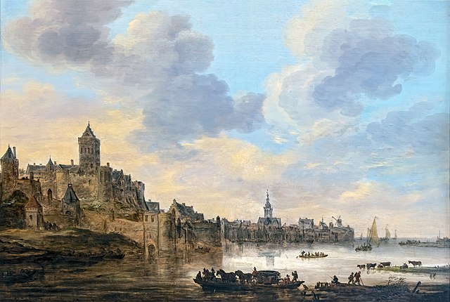 扬·范·高恩（Jan van Goyen）-奈梅亨（Nijmegen）渡轮景色油画