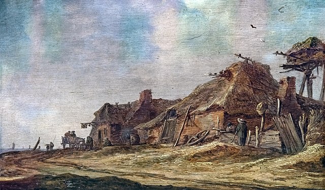 扬·范·高恩（Jan van Goyen）-河上的农场 油画高清下载