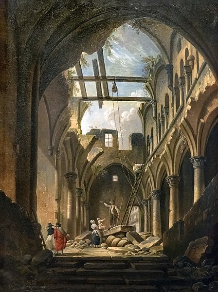 皮埃尔·安托万·德马基（Pierre-Antoine Demachy）-圣洁的无辜者教堂内部的废墟.油画