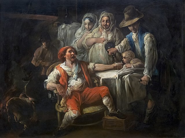 雅克·加姆林（Jacques Gamelin）-喝酒场景.油画