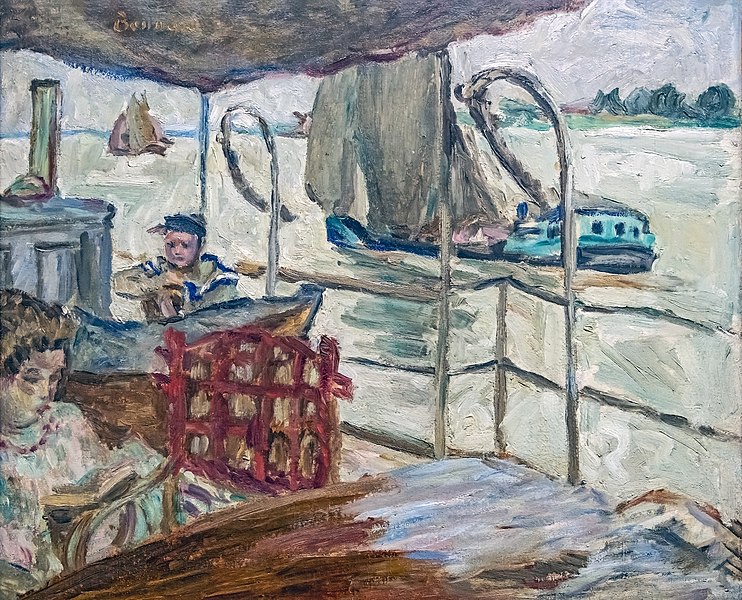 皮埃尔·邦纳德（Pierre Bonnard）-爱德华兹河畔米西娅·塞尔特（Misia Sert sur le navire d'Edwards）.油画