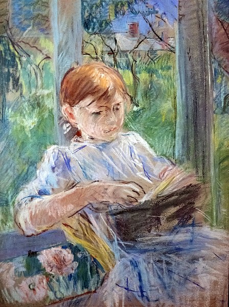 贝特·莫里索（Berthe Morisot） -年轻的女孩读书 粉彩