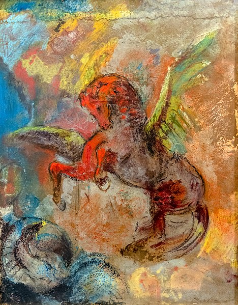 奥迪隆·雷顿（Odilon Redon）-佩加斯与海德粉彩作品.