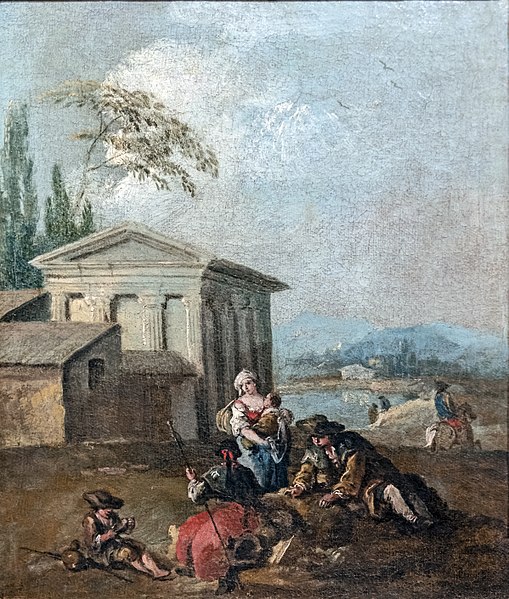 弗朗切斯科·祖卡雷利（Francesco Zuccarelli）-庙前的人物油画