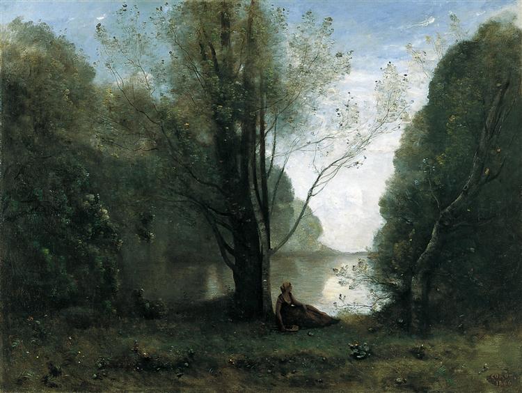 让·巴蒂斯特·卡米尔·柯罗(Jean-Baptiste-Camille Corot)-孤独。维根、利穆森的回忆油画