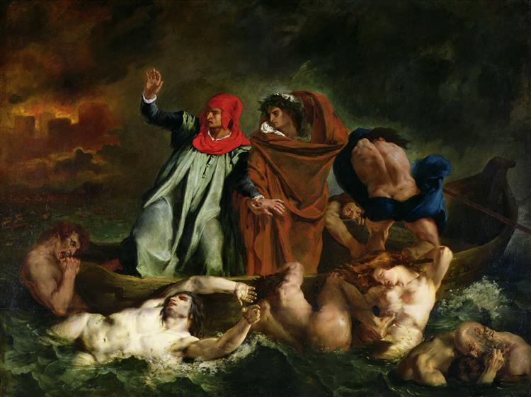 欧仁·德拉克鲁瓦（Eugene Delacroix）-但丁的巴克 油画