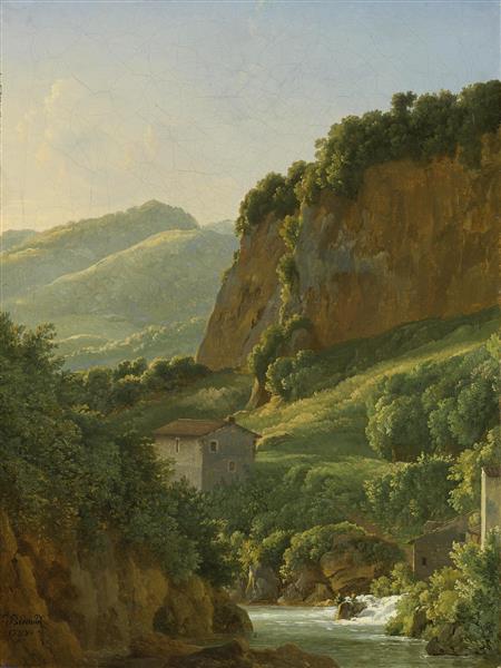 让·约瑟夫·泽维尔·比奥尔德（Jean-Joseph-Xavier Bidauld）-罗马北部圣科西马托修道院的景色油画