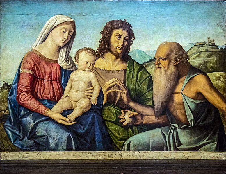 文森佐·卡特纳（Vincenzo Catena）-圣母子与施洗者圣约翰.油画