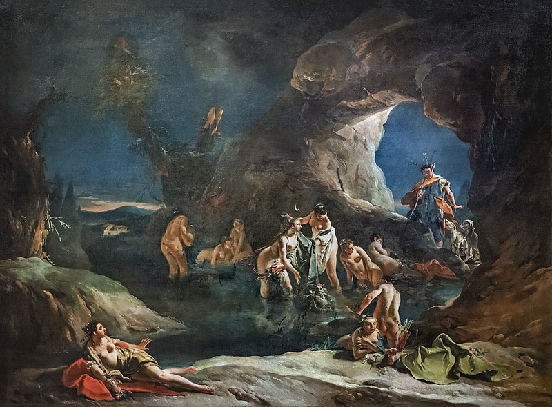 乔瓦尼·巴蒂斯塔·提埃波罗(Giovanni Battista Tiepolo)-戴安娜(Diana)和阿克塔翁(Actaeon)油画