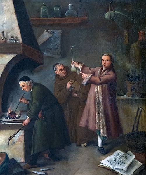 彼得·隆吉（Pietro Longhi）- 炼金术士.油画