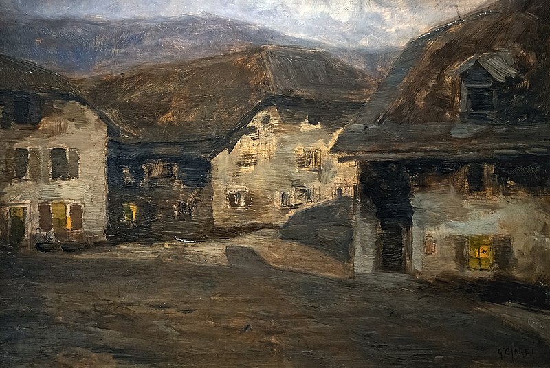 古列尔莫·恰尔迪（Guglielmo Ciardi）-亚洲的山区农舍油画