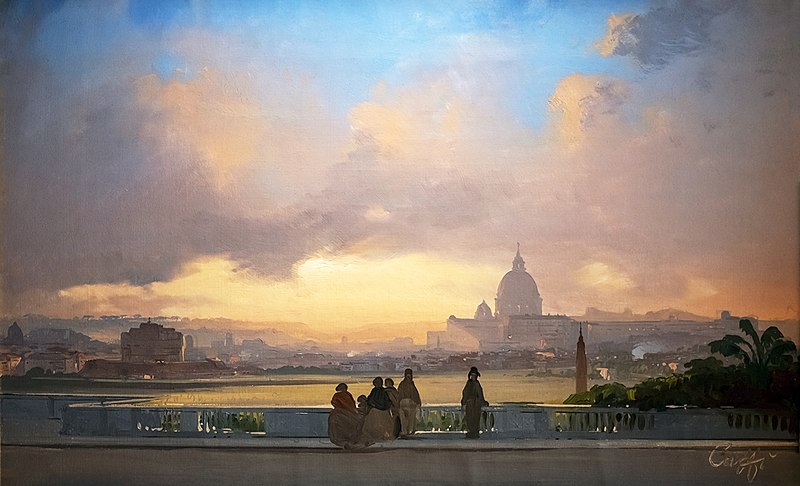 伊波利托·卡菲（Ippolito Caffi）- 从平西奥看罗马油画