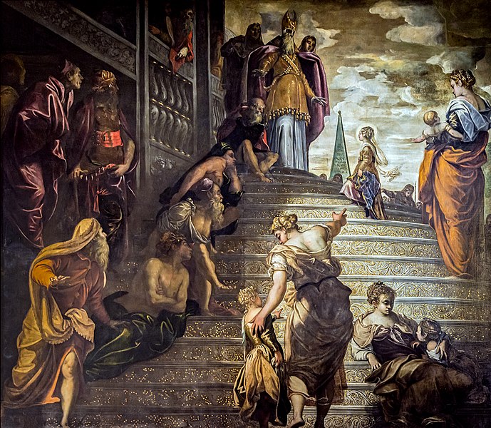 雅各布·丁托列托  （Jacopo Tintoretto） -玛丽在圣殿中的介绍油画
