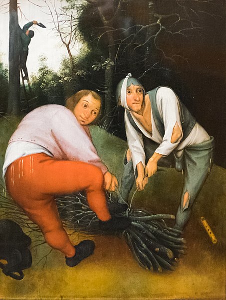 老彼得·勃鲁盖尔（Pieter Breughel）-两个农民装订的小玩意油画