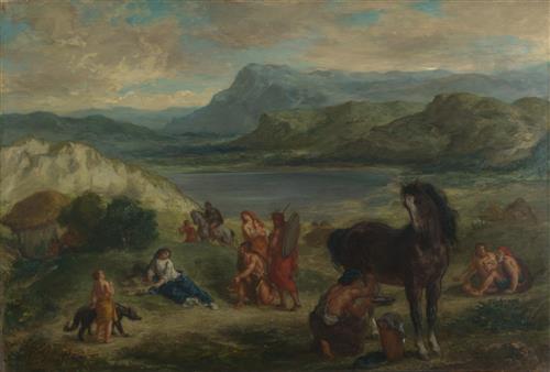欧仁·德拉克鲁瓦（Eugene Delacroix）-奥迪在斯基泰人中 油画