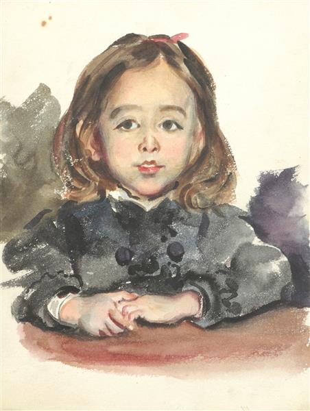 艾尔弗雷德·德登奎（Alfred Dehodencq）- 玛丽的肖像，艺术家的女儿