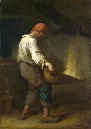 让-弗朗索瓦·米勒（法国，Jean-François Millet）-（簸谷者）赢家油画高清下载