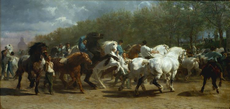 法国画家罗莎·博纳尔（Rosa Bonheur）- 赛马会油画高清下载