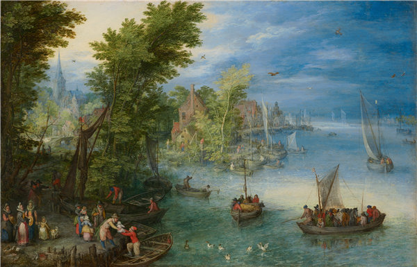 扬·布鲁格赫尔 Jan Brueghel The Elder） –河景，1607 意大利