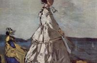 尤金·布丁（Eugene Boudin）-波琳·梅特涅公主在海滩上 油画作品