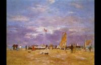 尤金·布丁（Eugene Boudin）-多维尔码头油画作品