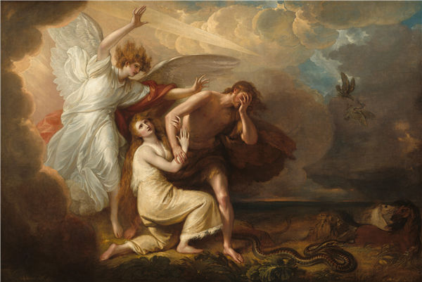 本杰明·韦斯特（ Benjamin West） –亚当夏娃被逐出天堂油画高清下载