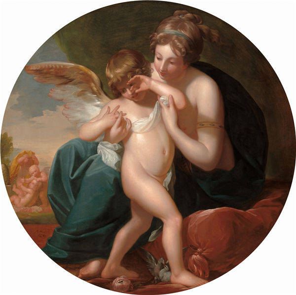 本杰明·韦斯特（ Benjamin West）-丘比特，被蜜蜂蛰住，被他的母亲珍惜，1774年油画
