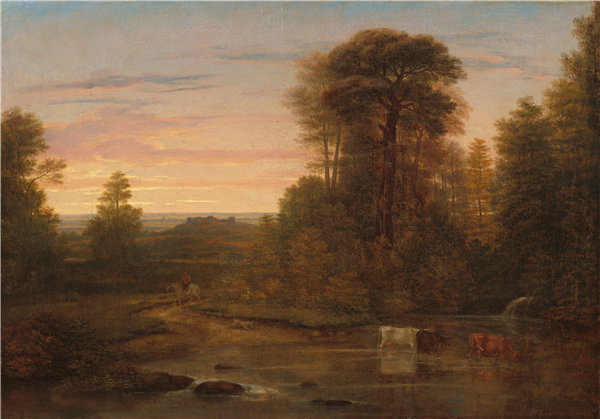 华盛顿·奥尔斯顿（Washington Allston）-日落之后的风景 1819年.油画