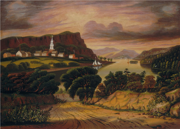 托马斯·钱伯斯（Thomas Chambers）-乔治湖和考德威尔村油画