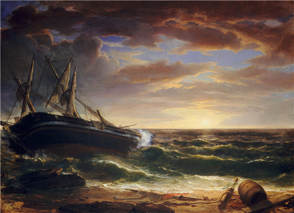 阿舍·布朗·杜兰德（Asher Brown Durand）-搁浅的船 1844年油画