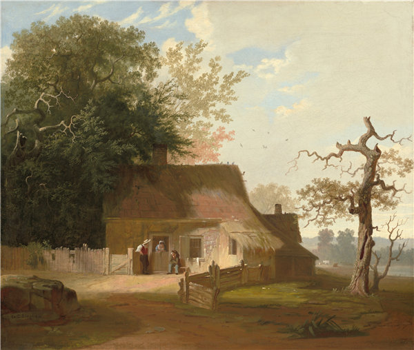 乔治·卡勒·宾汉（George Caleb Bingham）-山寨风光 1845年油画