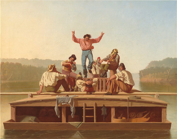 乔治·卡勒·宾汉（George Caleb Bingham）-欢乐船夫油画