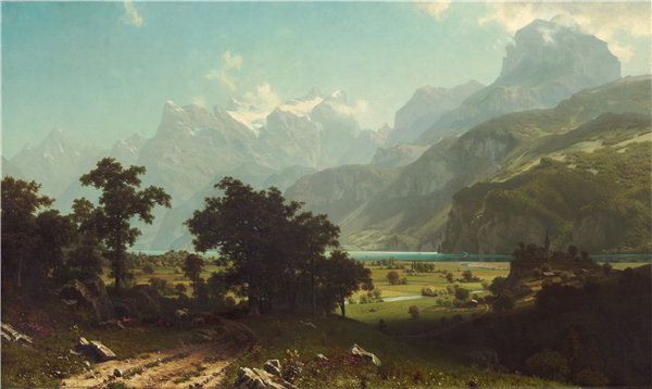阿尔伯特·比尔施塔特(Albert Bierstadt)-琉森湖 1858年油画