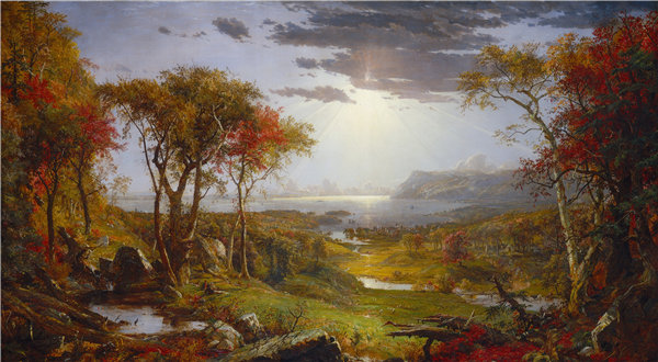 贾斯珀·弗朗西斯·克罗普西（Jasper Francis Cropsey）-秋天-哈德逊河上 1860年油画