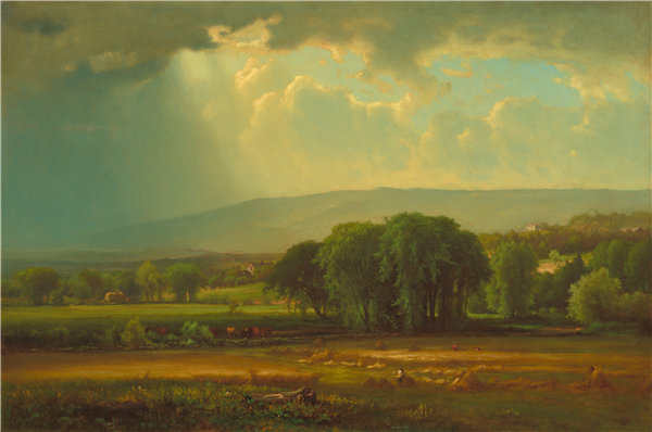 乔治·英尼斯(George Inness)-特拉华谷的收获景象 1867年油画