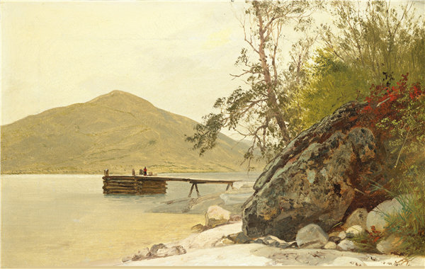 约翰·弗雷德里克·肯塞特（John Frederick Kensett）-在安息日点降落-1853年油画