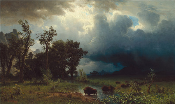 阿尔伯特·比尔施塔特（Albert Bierstadt）-布法罗步道：即将来临的风暴