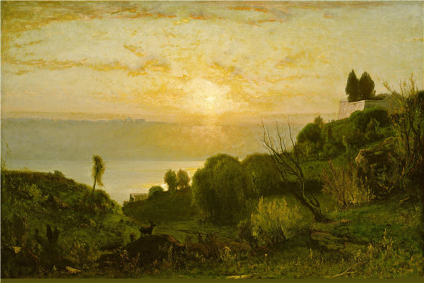 乔治·英尼斯（George Inness）-阿尔巴诺湖，日落 1874年油画