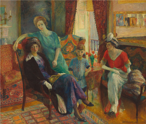 威廉·格拉肯斯（William Glackens）-家庭组 1911年油画