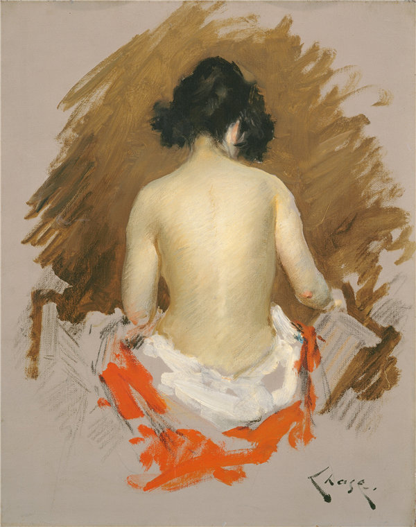 威廉·梅里特·蔡斯（William Merritt Chase）-裸体 1901年油画作品