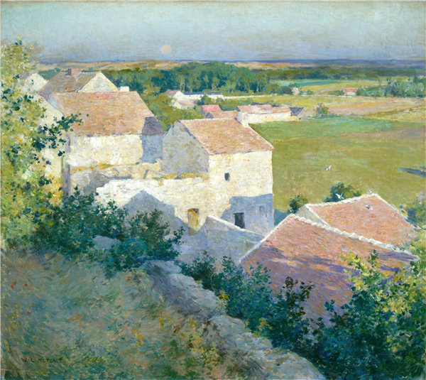 威拉德·勒罗伊·梅特卡夫（Willard Leroy Metcalf）-仲夏暮光之城 1890年油画