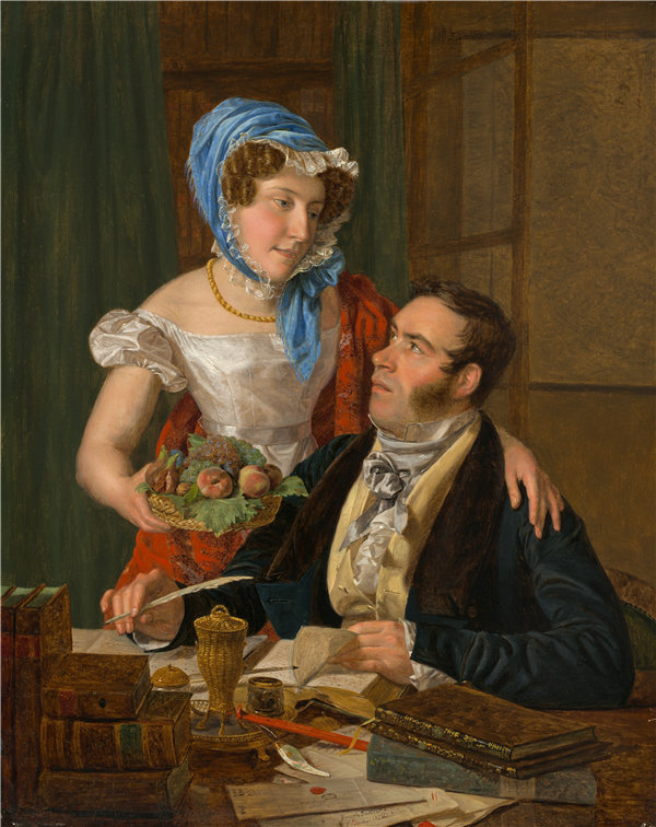 费迪南德·乔治·沃尔德米勒（Ferdinand Georg Waldmüller）-制图师约瑟夫·尤特纳教授和他的妻子 1824年油画p