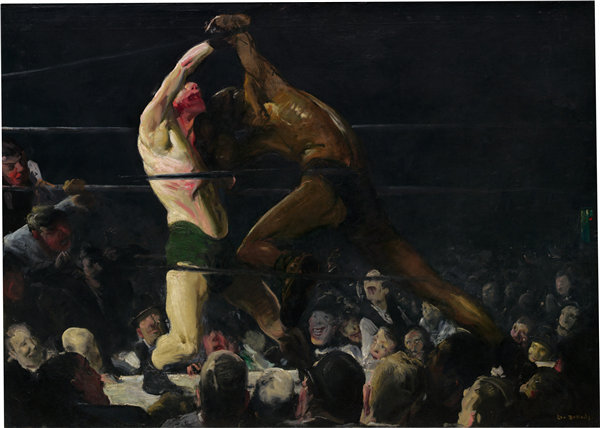 乔治·贝洛斯（George Bellows）-该俱乐部的两名成员 1909年油画