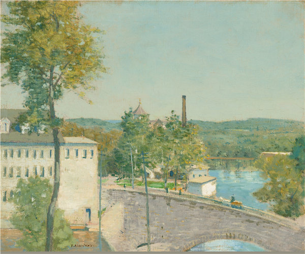 朱利安·奥尔登·威尔（Julian Alden Weir）-US Thread Company Mills，康涅油画