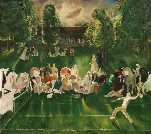乔治·贝洛斯（George Bellows）-网球比赛 1920年油画