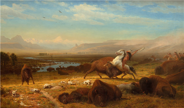 阿尔伯特·比尔施塔特（Albert Bierstadt）-水牛城的最后油画