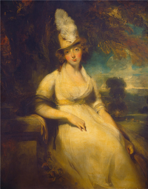 托马斯·劳伦斯(Thomas Lawrence)-罗伯特·布伦科威夫人油画