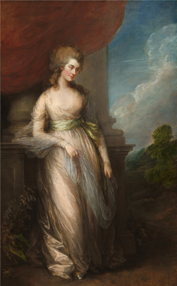 托马斯·盖恩斯伯勒(Thomas Gainsborough)-乔治亚娜，德文郡公爵夫人油画
