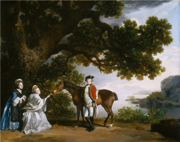 英国画家乔治·斯塔布斯（George Stubbs）-塞缪尔·夏普·波克林顿上尉与他的妻子 1769年油画