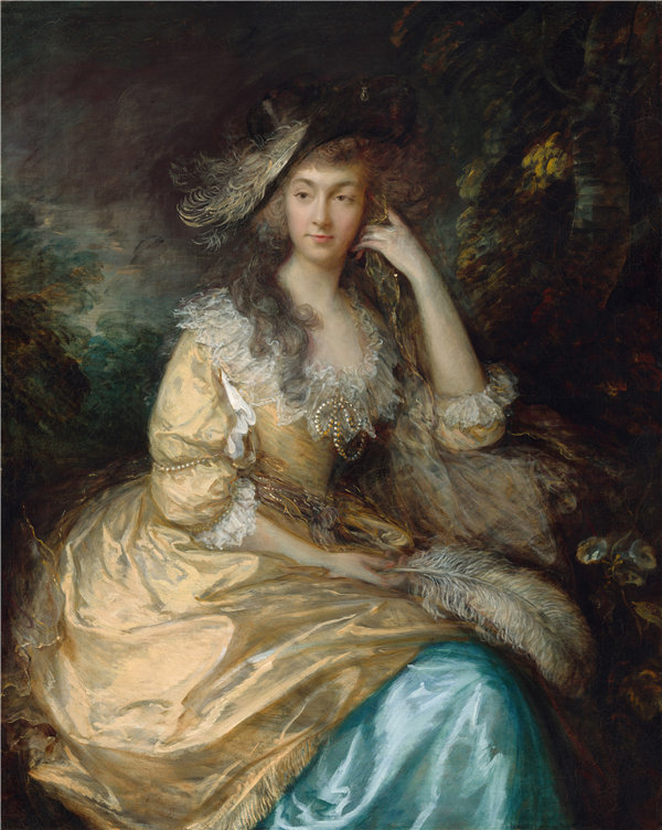 托马斯·盖恩斯伯勒(Thomas Gainsborough)-Frances Susanna，邓斯坦维尔夫人油画